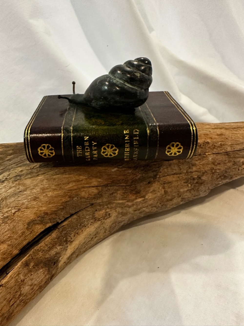 Maitland Smith Bronze Snail On Book Paperweight